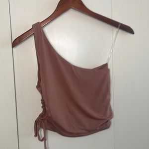 Glasson’s Rose One Shoulder Tank with Side Cut Out Detail